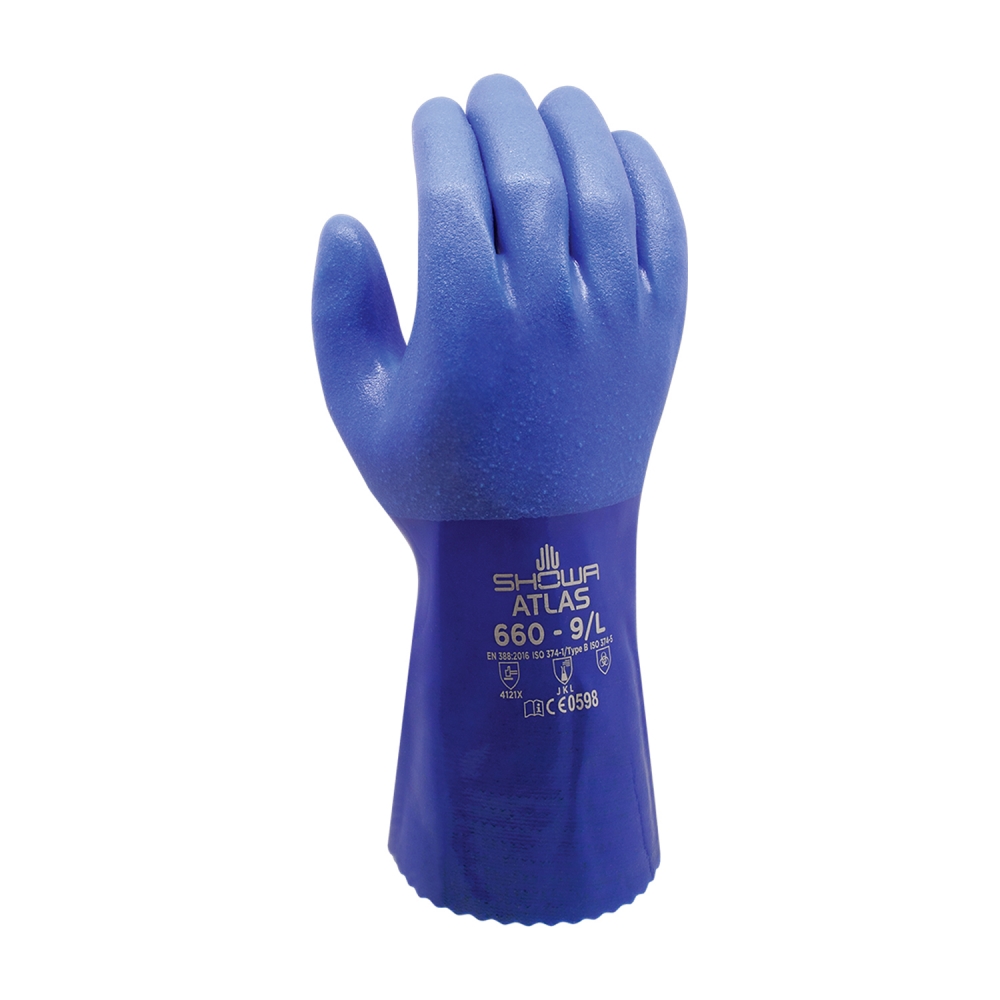 Luva Algodão Revestimento Total Nitrilo Azul 35cm - SHOWA